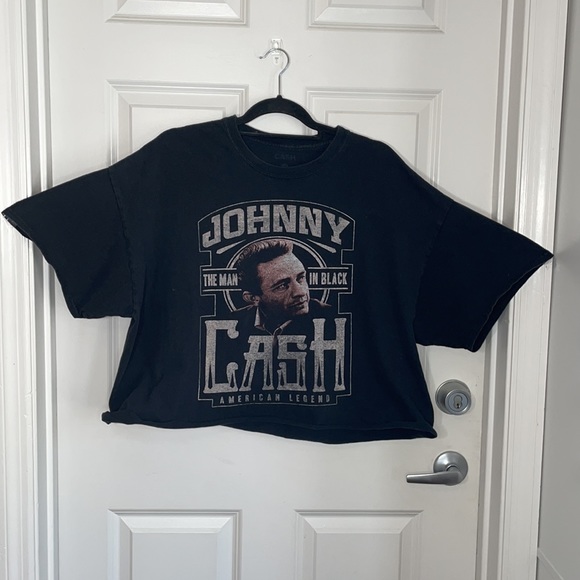 Johnny Cash Crop Top T Shirt Black Size 2XL - Picture 3 of 10